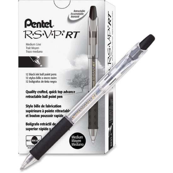 Image Pentel - Recycled Retractable R.S.V.P. Pens - Black - 1mm