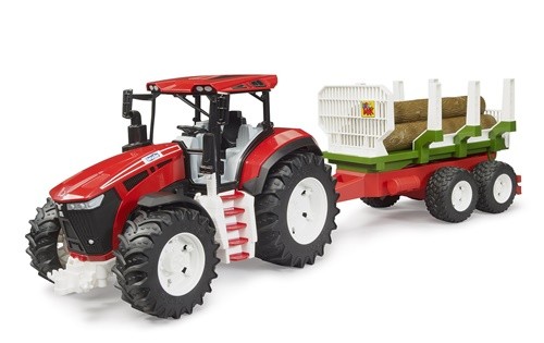 BRUDER ROADMAX tractor with forestry trailer and 3 tree trunks