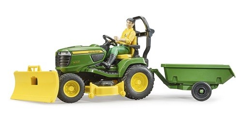 BRUDER John Deere lawn tractor with trailer and figure