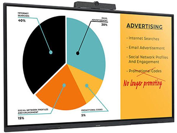 SHARP NEC 65IN INTERACTIVE DISPLAY, 4K AQUOS BOARD, 20-POINT PRECISIONTOUCH, EMBEDDED CONTROLLER, QUAD SCREEN (SUPPORTED WITH WIRED CONNECTION)