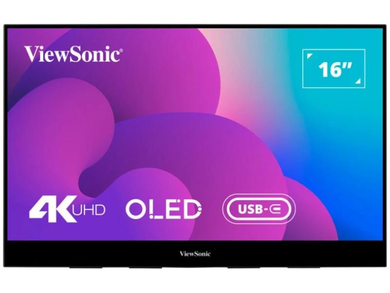 VIEWSONIC 15.6IN UHD OLED PORTABLE MONITOR WITH 60W USB C AND MINI-HDMI.