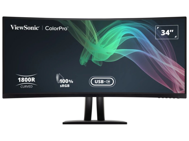 VIEWSONIC 34IN COLORPRO 21:9 CURVED UWQHD MONITOR WITH 75HZ, FREESYNC, 100W USB C, RJ45 AND SRGB,3440 X 1440 RESOLUTION.