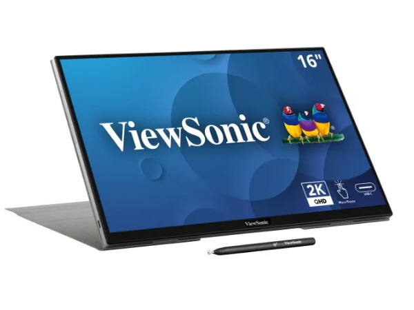 VIEWSONIC 16IN PORTABLE WQXGA IPS TOUCH MONITOR WITH 65W USB C AND SMART COVER DESIGN, 2560 X 1600 RESOLUTION.