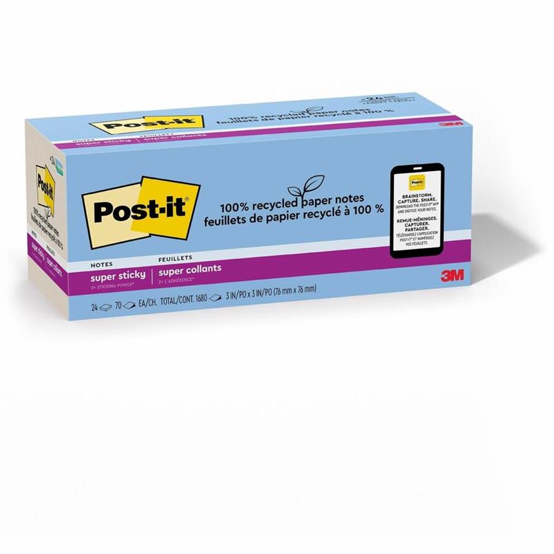 Image Feuillets recyclés Post-it® Super Sticky - Collection oasis