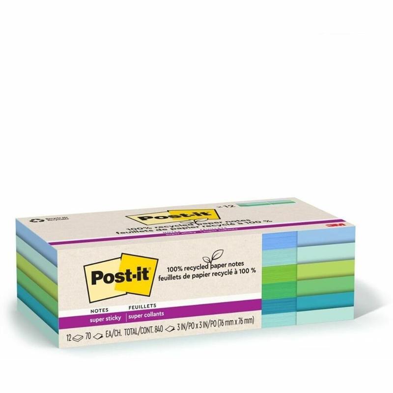 Image Feuillets recyclés Post-it® Super Sticky - Collection oasis
