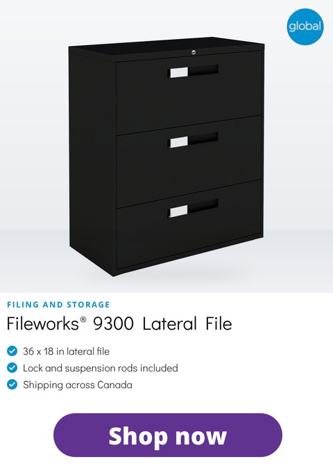 Global office furniture, Fileworks&reg; 9300 lateral file