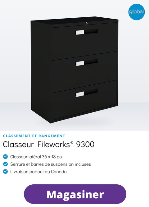 Mobilier de bureau Global, classeur lat&eacute;ral Fileworks&reg; 9300