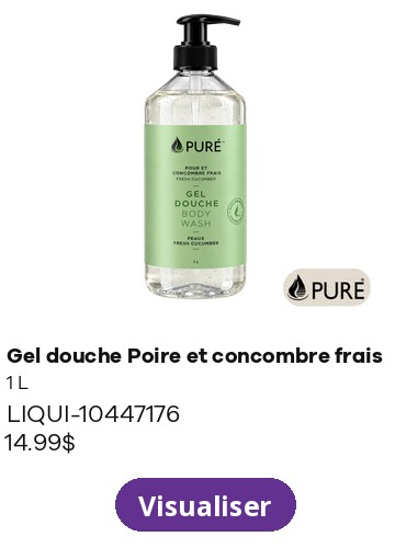 PURE – Gel douche Poire et concombre frais 1 L