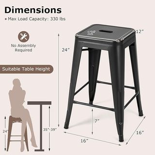Tabouret de bar industriel Giantex 24 po