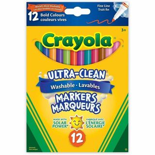 Marqueurs lavables Ultra-Clean - Pointe fine couleurs vives - Boîte de 12
