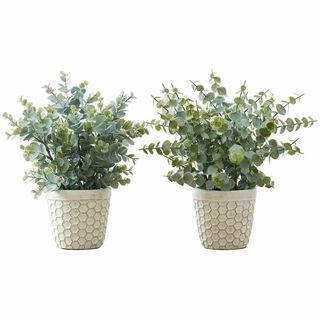 Eucalyptus artificiel en pot blanc